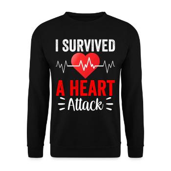 Ich Habe Einen Herzinfarkt Überlebt Herzanfall - Unisex Pullover - Schwarz - Vorne - Alina (178cm) & Michal (187cm)