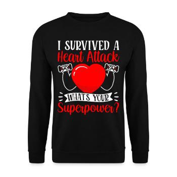 Ich Habe Einen Herzinfarkt Überlebt Herzanfall - Unisex Pullover - Schwarz - Vorne - Alina (178cm) & Michal (187cm)