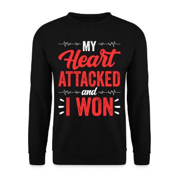 My heart attacked and I won - Unisex Sweatshirt - black - Front - Alina (178cm) & Michal (187cm)