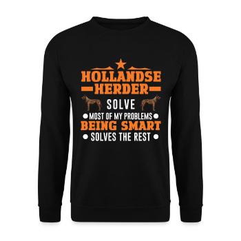 Hollandse Herder Hollandse Herderdshond - Unisex Sweatshirt - black - Front - Alina (178cm) & Michal (187cm)