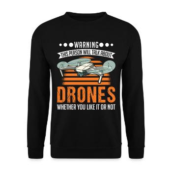 Drohne Geschenk Quadrocopter Drohnenpilot - Unisex Pullover - Schwarz - Vorne - Alina (178cm) & Michal (187cm)