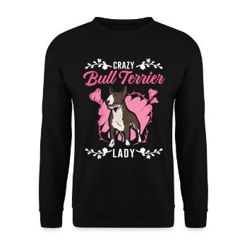 Crazy Bull Terrier dame Bullterrier - Sweat-shirt Unisexe - noir - Devant - Alina (178cm) & Michal (187cm)