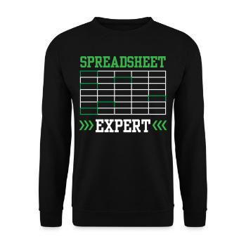 Spreadsheet Expert Accountant Work Table - Unisex Sweatshirt - black - Front - Alina (178cm) & Michal (187cm)