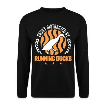 Easily distracted by Running Ducks Laufente - Unisex Sweatshirt - black - Front - Alina (178cm) & Michal (187cm)