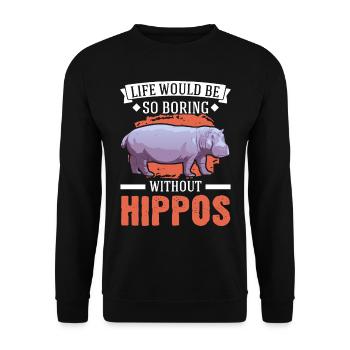 Hippo Gift Hippo Hippo Hippo - Unisex Sweatshirt - black - Front - Alina (178cm) & Michal (187cm)