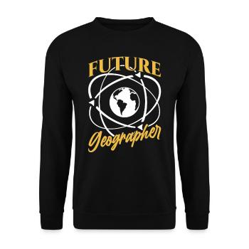 Future Geography Student Geography - Unisex Sweatshirt - black - Front - Alina (178cm) & Michal (187cm)