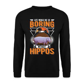 Hippo Gift Hippo Hippo Hippo - Unisex Sweatshirt - black - Front - Alina (178cm) & Michal (187cm)