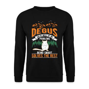Degu Geschenk Strauchratte Degu - Unisex Pullover - Schwarz - Vorne - Alina (178cm) & Michal (187cm)