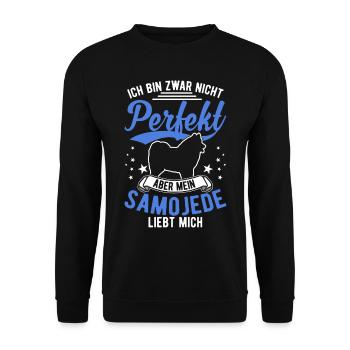 Samojede Geschenk Schlittenhund Samojeden - Unisex Pullover - Schwarz - Vorne - Alina (178cm) & Michal (187cm)