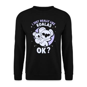 J’aime Koalas Just Very Okay? Koala Ours Koala - Sweat-shirt Unisexe - noir - Devant - Alina (178cm) & Michal (187cm)