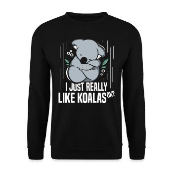 J’aime Koalas Just Very Okay? Koala Ours Koala - Sweat-shirt Unisexe - noir - Devant - Alina (178cm) & Michal (187cm)