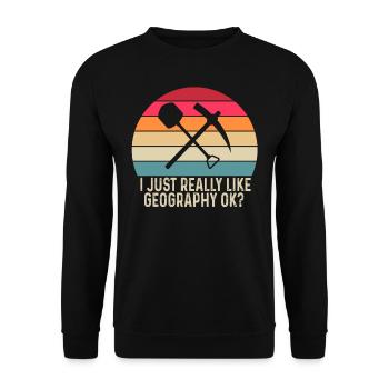 J’aime juste la géographie très bien? Géographe - Sweat-shirt Unisexe - noir - Devant - Alina (178cm) & Michal (187cm)