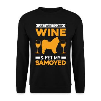 Samoyed and Wine Sled Dog Samoyeds - Unisex Sweatshirt - black - Front - Alina (178cm) & Michal (187cm)