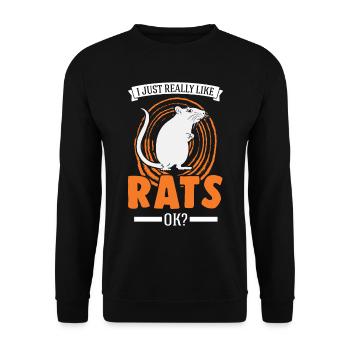 I just really like Rats Hausratte Ratte - Unisex Pullover - Schwarz - Vorne - Alina (178cm) & Michal (187cm)