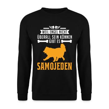 Samojede Engel Schlittenhund Samojeden - Unisex Pullover - Schwarz - Vorne - Alina (178cm) & Michal (187cm)