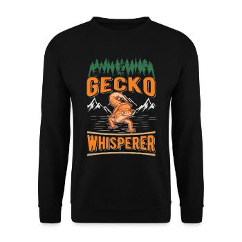 Geckoflüsterer Gecko Whisperer Leopardgecko - Unisex Pullover - Schwarz - Vorne - Alina (178cm) & Michal (187cm)