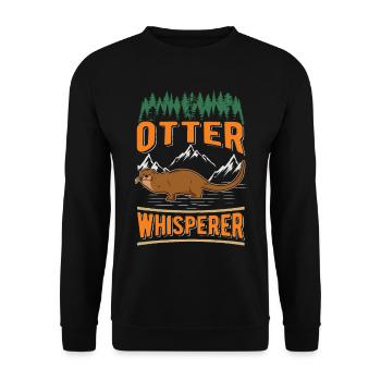 Otter Flüsterer Otter Whisperer Seeotter - Unisex Pullover - Schwarz - Vorne - Alina (178cm) & Michal (187cm)