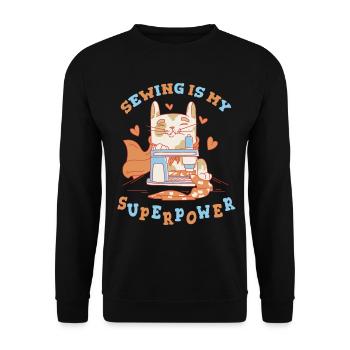 Sewing Cat Sewing Machine Sewing Is My Superpower - Unisex Sweatshirt - black - Front - Alina (178cm) & Michal (187cm)