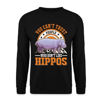 Hippo Lover Hippo Hippo Hippo - Unisex Sweatshirt - black - Front - Alina (178cm) & Michal (187cm)