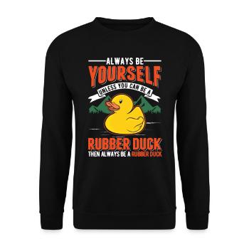 Rubber Duck Squeaky Duck Bathing Duck - Unisex Sweatshirt - black - Front - Alina (178cm) & Michal (187cm)