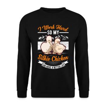 Silk Chicken Retraité Silkie Chicken Grand-père - Sweat-shirt Unisexe - noir - Devant - Alina (178cm) & Michal (187cm)