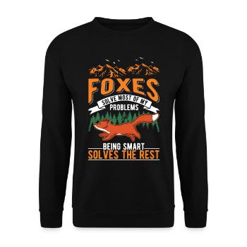 Fuchs Geschenk Rotfuchs - Unisex Pullover - Schwarz - Vorne - Alina (178cm) & Michal (187cm)