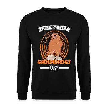 J’aime beaucoup Marmotte Marmotte Murmeltier - Sweat-shirt Unisexe - noir - Devant - Alina (178cm) & Michal (187cm)