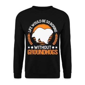 Murmeltier Groundhog Marmot Waldmurmeltier - Unisex Sweatshirt - black - Front - Alina (178cm) & Michal (187cm)