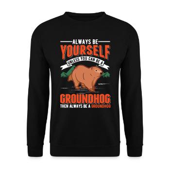 Murmeltier Groundhog Marmot Waldmurmeltier - Unisex Pullover - Schwarz - Vorne - Alina (178cm) & Michal (187cm)
