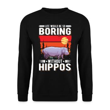 Hippo Gift Hippo Hippo Hippo - Unisex Sweatshirt - black - Front - Alina (178cm) & Michal (187cm)
