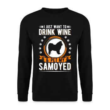 Samoyed and Wine Sled Dog Samoyeds - Unisex Sweatshirt - black - Front - Alina (178cm) & Michal (187cm)