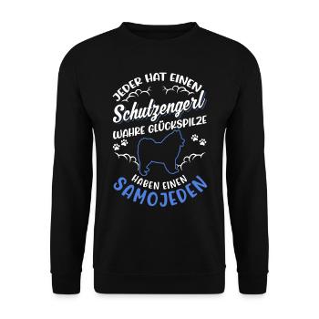 Samoyède Ange Gardien Chien de traîneau Samoyèdes - Sweat-shirt Unisexe - noir - Devant - Alina (178cm) & Michal (187cm)