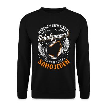 Samojede Schutzengel Schlittenhund Samojeden - Unisex Pullover - Schwarz - Vorne - Alina (178cm) & Michal (187cm)