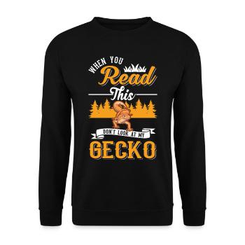 Gecko Geschenk Leopardgecko - Unisex Pullover - Schwarz - Vorne - Alina (178cm) & Michal (187cm)