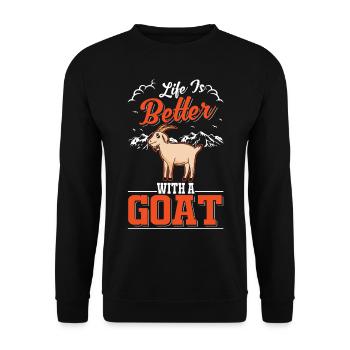 La vie est meilleure avec une chèvre Ziegenwirt Ziege - Sweat-shirt Unisexe - noir - Devant - Alina (178cm) & Michal (187cm)
