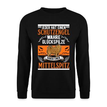 Mittelspitz Schutzengel - Unisex Pullover - Schwarz - Vorne - Alina (178cm) & Michal (187cm)