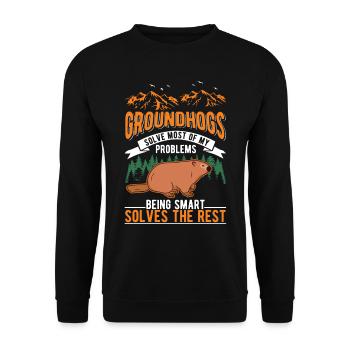 Murmeltier Groundhog Marmot Waldmurmeltier - Unisex Pullover - Schwarz - Vorne - Alina (178cm) & Michal (187cm)