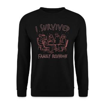 Ich Habe Ein Familientreffen Überlebt Team Familie - Unisex Pullover - Schwarz - Vorne - Alina (178cm) & Michal (187cm)