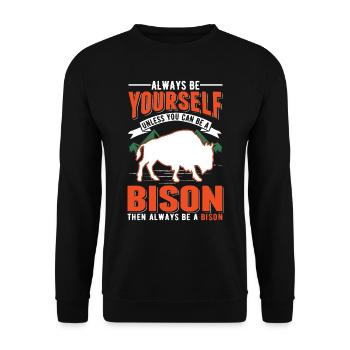 Buffalo Cadeau Bison Buffallo Eau Buffle - Sweat-shirt Unisexe - noir - Devant - Alina (178cm) & Michal (187cm)