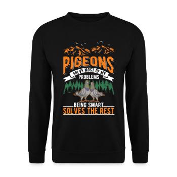 Pigeon Cadeau Pigeon Colombier Plus Chic Pigeon Voyageur - Sweat-shirt Unisexe - noir - Devant - Alina (178cm) & Michal (187cm)