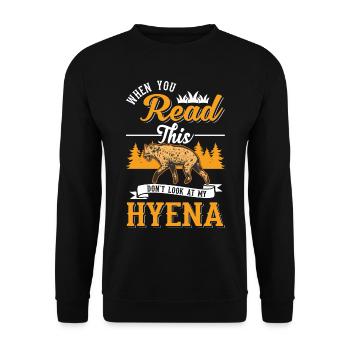 Hyäne Geschenk Erdwolf Hyena - Unisex Pullover - Schwarz - Vorne - Alina (178cm) & Michal (187cm)
