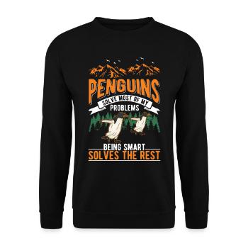 Penguin Gift Penguin - Unisex Sweatshirt - black - Front - Alina (178cm) & Michal (187cm)