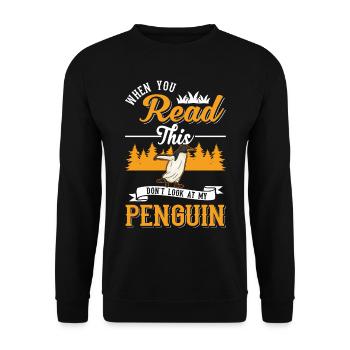 Pingouin Cadeau Pingouin - Sweat-shirt Unisexe - noir - Devant - Alina (178cm) & Michal (187cm)