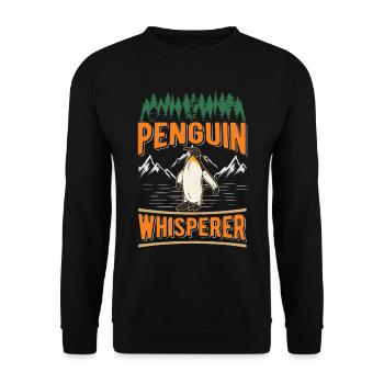 Pinguin Flüsterer Penguin - Unisex Pullover - Schwarz - Vorne - Alina (178cm) & Michal (187cm)