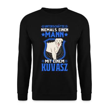 Kuvasz Mann Ungarischer Kuvasz - Unisex Pullover - Schwarz - Vorne - Alina (178cm) & Michal (187cm)