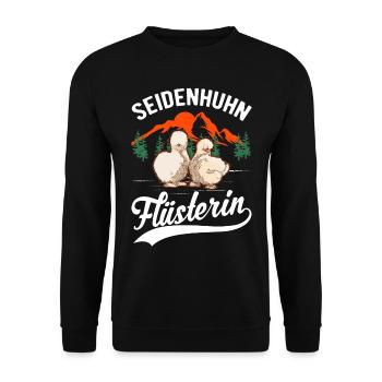 Seidenhuhn Flüsterin Seidenhuhn Flüsterer Silkie - Unisex Pullover - Schwarz - Vorne - Alina (178cm) & Michal (187cm)