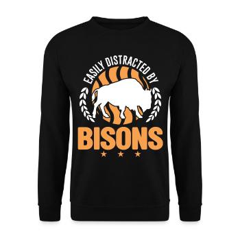 Easily distracted by Bison's Water Buffalo Buffalo Buffalo - Unisex Sweatshirt - black - Front - Alina (178cm) & Michal (187cm)