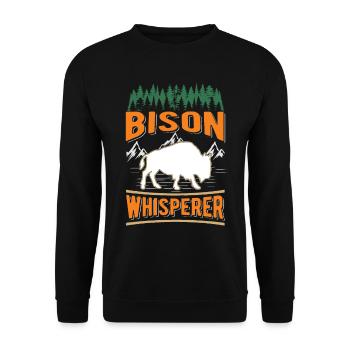 Büffel Flüsterer Bison Whisperer Wasserbüffel - Unisex Pullover - Schwarz - Vorne - Alina (178cm) & Michal (187cm)