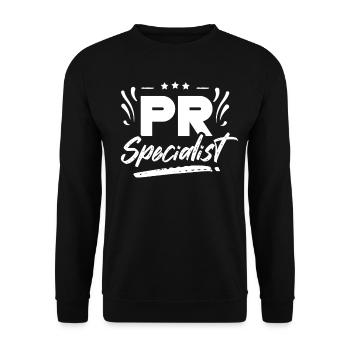 PR Spezialist Job Beruf Public Relations - Unisex Pullover - Schwarz - Vorne - Alina (178cm) & Michal (187cm)