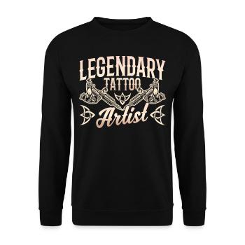 Tatoueur légendaire Tatoueur - Sweat-shirt Unisexe - noir - Devant - Alina (178cm) & Michal (187cm)